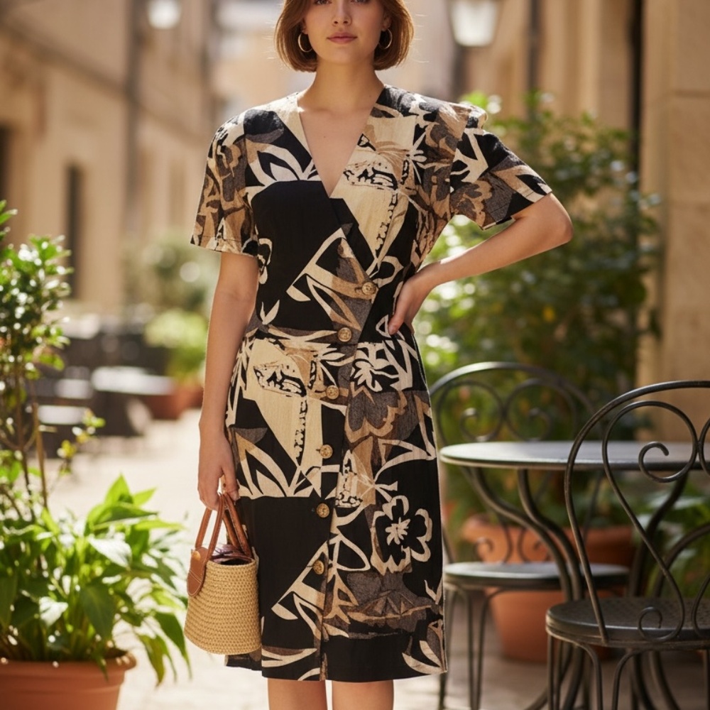 Vintage 1990's JRT Tropical Hawaiian Wrap Pencil Dress Size‎ 12